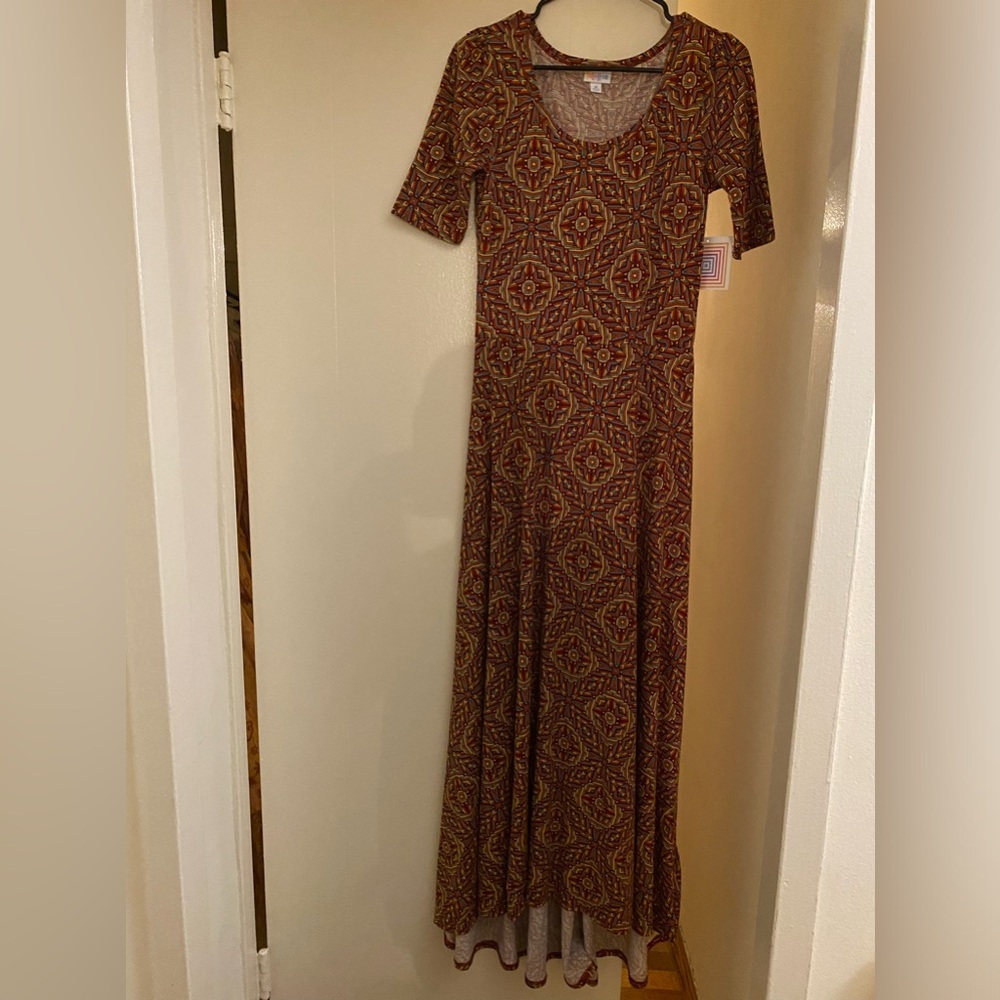 LuLaRoe Brown and Maroon High Low Women's Dress